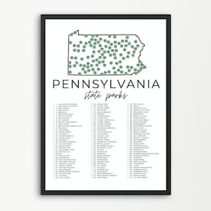 Mapa del parque estatal de Pensilvania imprimible / Lista de verificación de parques estatales / Marcación de parques estatales / Imprimibles de parques estatales / A4, carta de EE. UU.