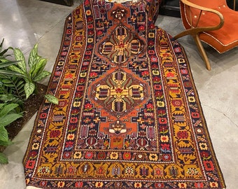 Sumak kelimtapijt, vintage kelimtapijt, 5 x 8 tapijt