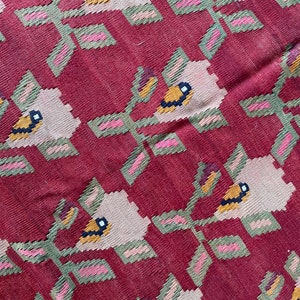 Karabagh kilim,Caucasus Kilim,Rose Motif,Caucasian Kilim, Kilim Rug, Decorative Kilim,4x8 Kilim,4x8 Rug