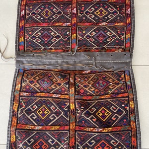 Herki Tribe, Kurdish Saddle Bag,Camel Saddle Bag,Horse Saddle Bag, Kilim Saddle Bag,Saddle Bag Decore,Tribal Kilim Bag