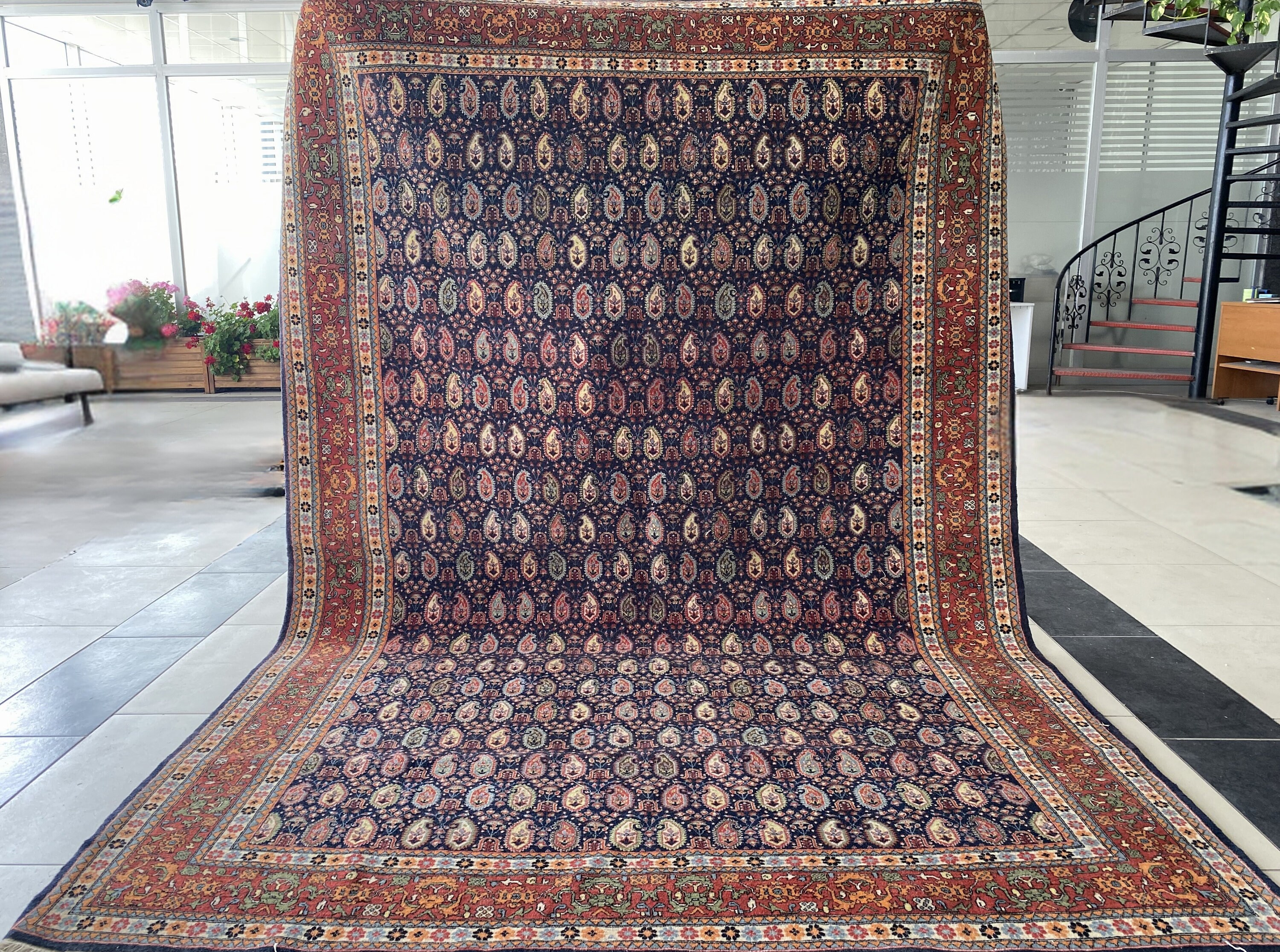 Tapis Hereke Soie Turquie – Motif Boteh – 87x46 Cm – Fin XXe – Excellent état