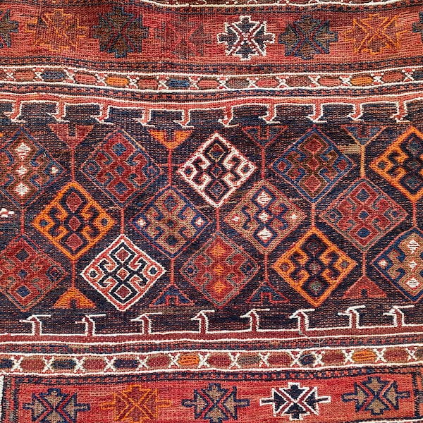 Stammes-Satteltasche,Kilim-Satteltasche, Bakhtiari-Satteltasche, Nomaden-Satteltasche, Kamel-Tasche, ethnische Tasche, Kelim-Tasche, afghanische Satteltasche, Kelim Chanteh