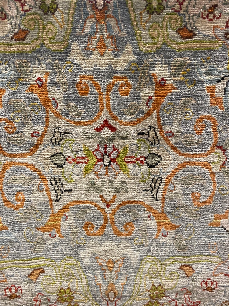 Vintage Hereke Silk Rug, Framed Tulip Motif, Turkish Wall Hanging image 3