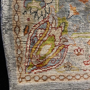Vintage Hereke Silk Rug, Framed Tulip Motif, Turkish Wall Hanging image 5