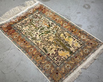 Handwoven Hereke Silk Rug, 3x4, Tree of Life Design