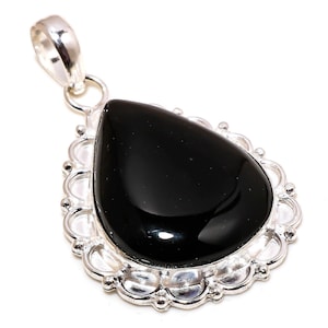 Onyx Vintage Pendant in Silver Unique Gemstone Jewelry Boho Chic Style Black Onyx Stone Perfect Handmade Gift for Her Onyx Etsy Jewelry Gift