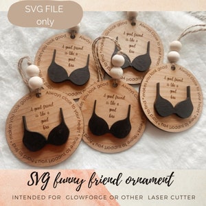 Funny Friend ornament SVG, Friend like a bra ornament file, Digital cut file only, Glowforge ornament svg, Laser machine file