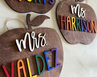 Personalized Teacher Classroom Sign Teacher Gift Apple for Teacher Classroom decor Teacher Appreciation gift Back to school graduation gift
