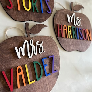 Personalized Teacher Classroom Sign Teacher Gift Apple for Teacher Classroom decor Teacher Appreciation gift Back to school graduation gift