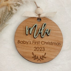 Baby's First Christmas ornament 2023, Personalized Wooden baby keepsake for newborn, Baby's First gift for Christmas, Baby Shower
