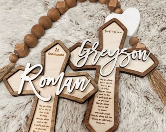 First Holy Communion Personalized wooden cross prayer baptism cross dedication cross Christening gift wooden cross Dedication Confirmation