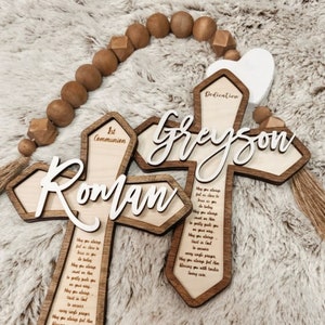 First Holy Communion Personalized wooden cross prayer baptism cross dedication cross Christening gift wooden cross Dedication Confirmation