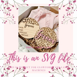 Leopard Print Baby svg, Glowforge Datei, Baby Namensschild, Baby Foto Requisite, Laser cut Datei, SVG
