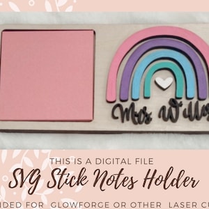 SVG 3D Personalisierte Haftnotiz Halter PNG Lehrer Geschenk Weihnachtsgeschenk Valentinstag Geschenk Laser Cut Datei Digitale Datei für Glowforge SVG