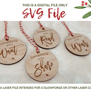 Algo que desee, compartir, usar, leer, etiquetas de regalo de Navidad, archivo SVG para corte por láser, archivo de corte grabado compatible con Glowforge