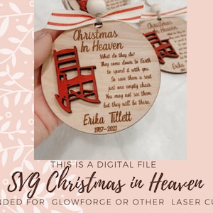 Christmas in Heaven SVG ornament bestand Memorial Ornament voor geliefde Digitale download Glowforge lasergesneden bestand Christmas ornament svg-bestand