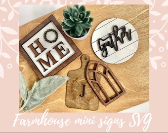 Bauernhaus Dekor svg, glowforge svg, Bauernhaus gestuftes Tablett Dekor SVG, laser cut Datei, Bundle