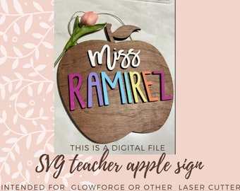 SVG teacher sign, Personalized teacher gift file, laser cut file, glowforge