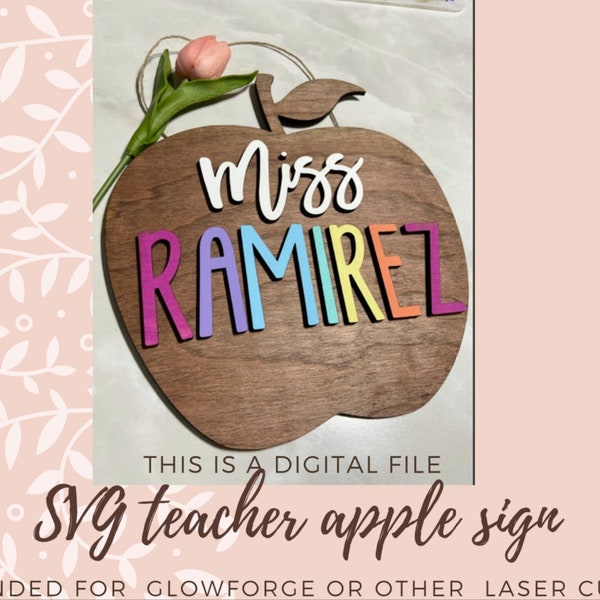 SVG teacher sign, Personalized teacher gift file, laser cut file, glowforge