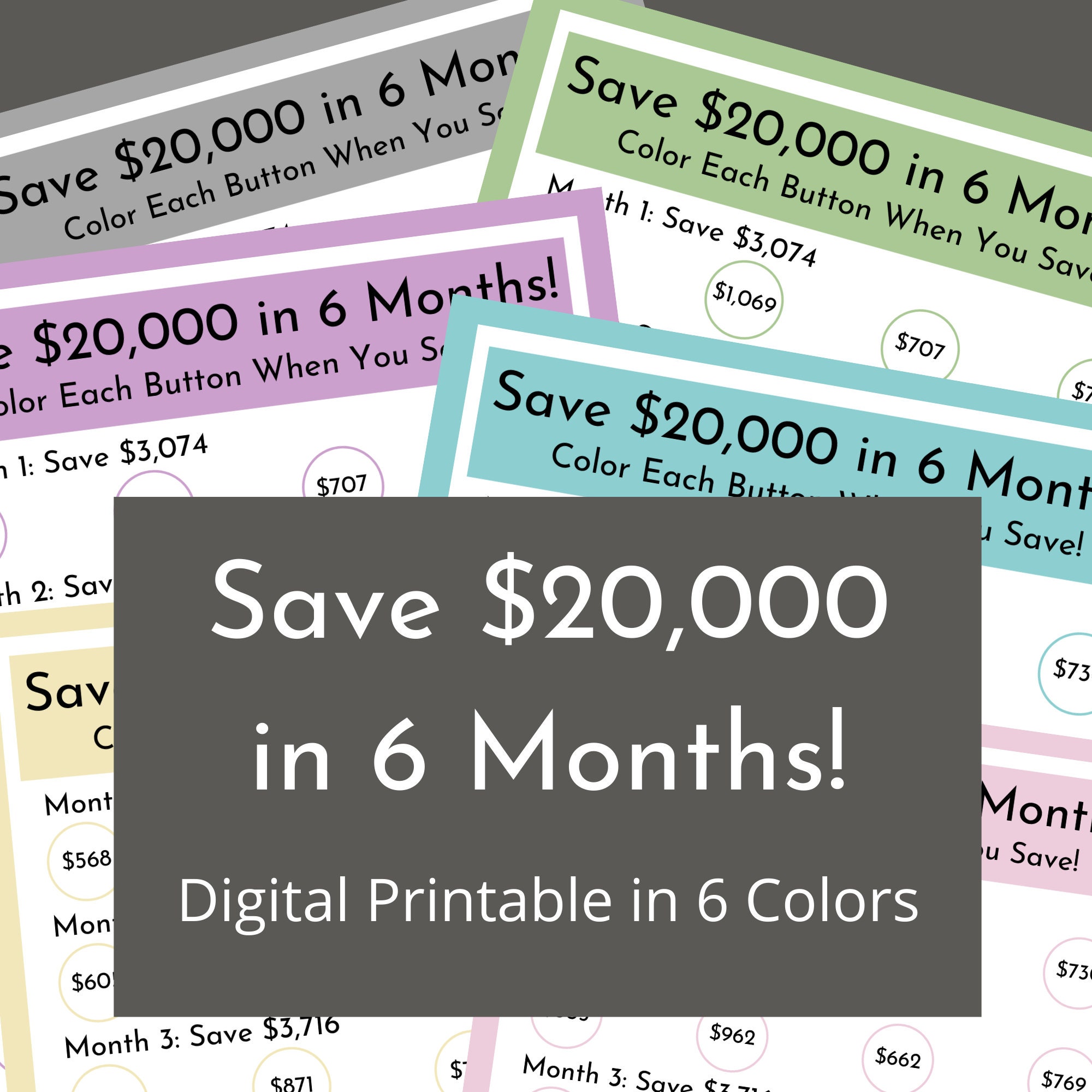 Save 20000 in 6 Months Digital Money Savings Challenge Etsy UK