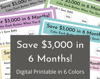 Save 3,000 in 6 Months! | Digital Money Savings Challenge Printable Tracker