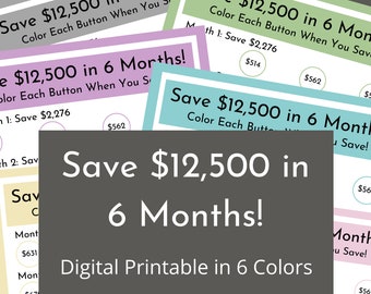 Save 12,500 in 6 Months! | Digital Money Savings Challenge Printable Tracker