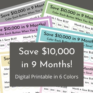 Save 10,000 in 9 Months! | Digital Money Savings Challenge Printable Tracker