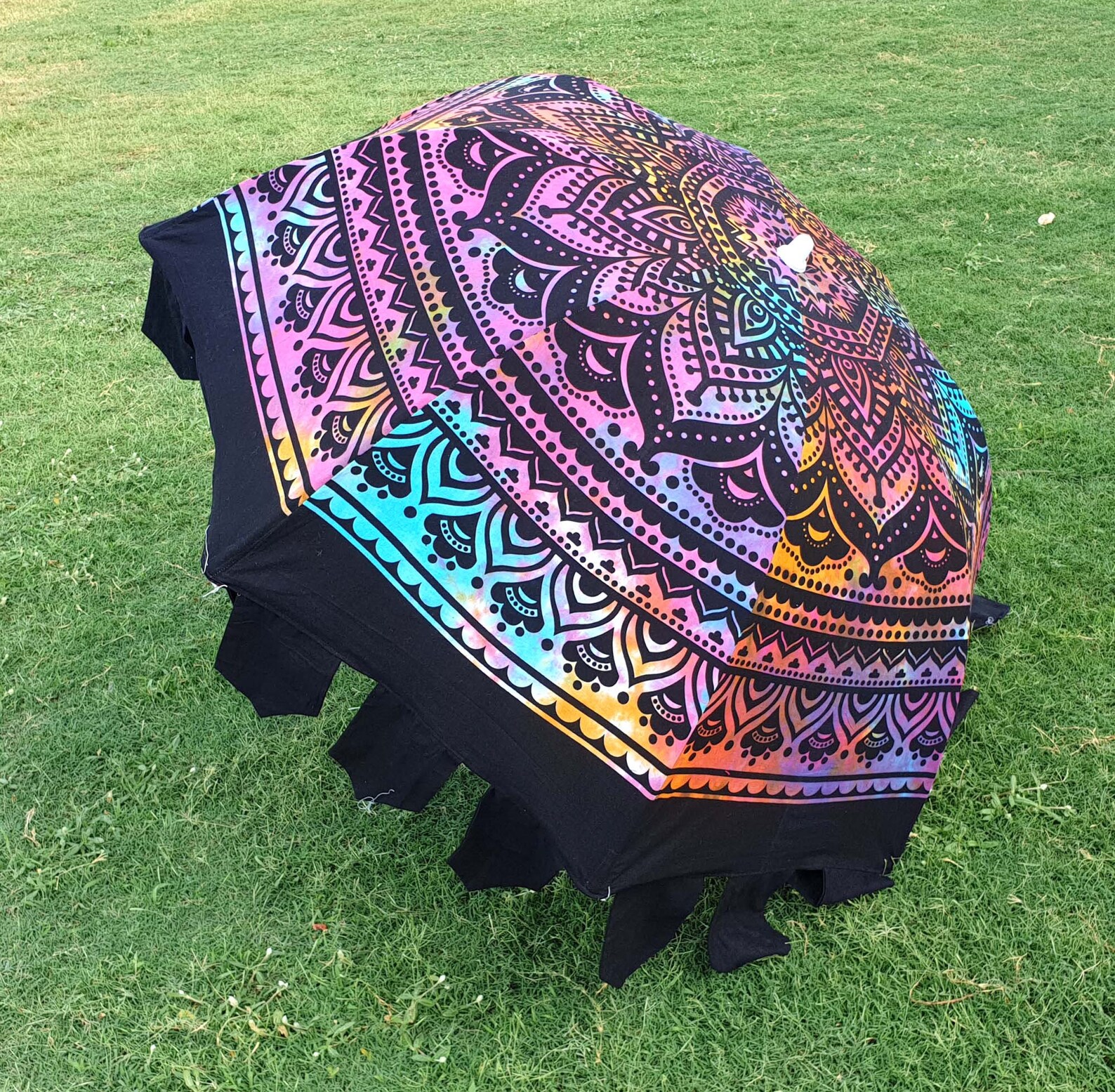 Hand Dyed Cotton Garden Umbrella Indian Cotton Tie-Dye | Etsy