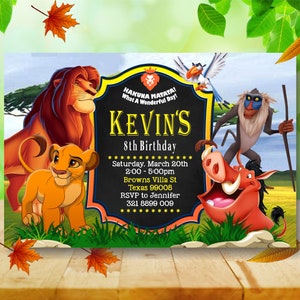 Invito di compleanno del Re Leone, biglietto d'invito del Re Leone, festa di compleanno del Re Leone, file digitale stampabile