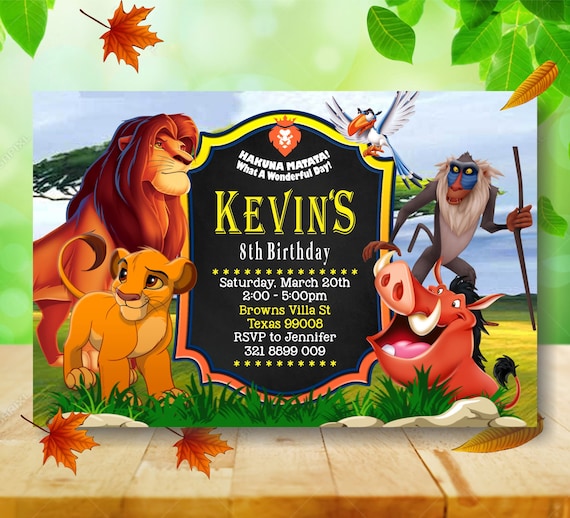 Lion King Birthday Invitationlion King Invitation Cardlion | Etsy
