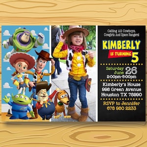 Faire-part d'anniversaire Toy Story, carte d'invitation Toy Story, fête d'anniversaire Toy Story, faire-part avec photo, fichier numérique modifiable-imprimable