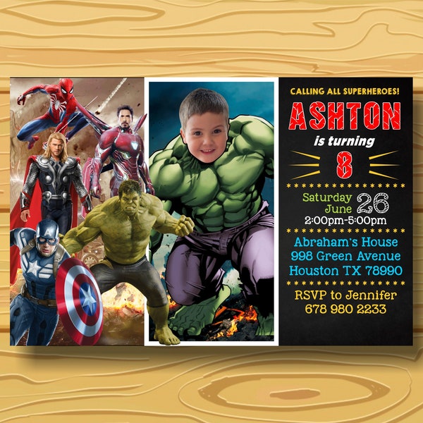 Hulk Invitation, Hulk Birthday Invitation, Super Heroes Birthday Invitation, Avengers Invitation, Fichier numérique imprimable.