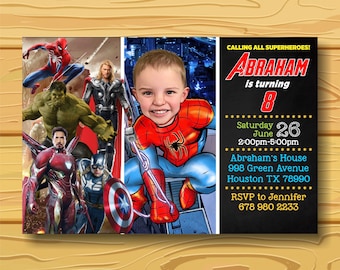 Avengers Birthday Invitation,Superhero Invitation,Super Heroes Birthday Invitation,Printable Digital File.