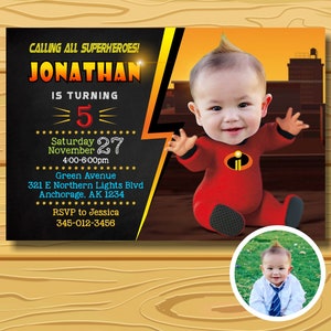 Baby Jack-uitnodiging, The Incredibles-verjaardagsuitnodiging, The Incredibles-uitnodiging, Jack-Jack Par-uitnodiging, afdrukbaar digitaal bestand.