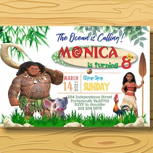 Moana Geburtstagseinladung, Moana Einladung, Baby Moana Geburtstagsfeier, bearbeitbar-druckbare digitale Datei