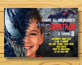 Venom Birthday Invitation: Superhero Party (Digital File)