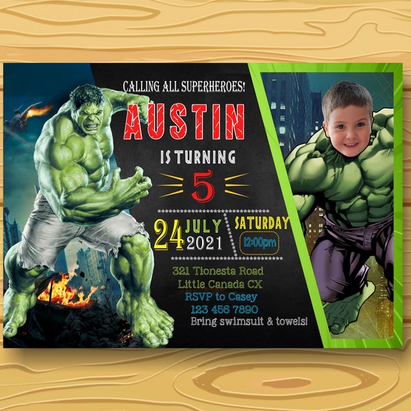 Hulk Invitation, Hulk Birthday Invitation, Super Heroes Birthday Invitation, Avengers Invitation, Fichier numérique imprimable.