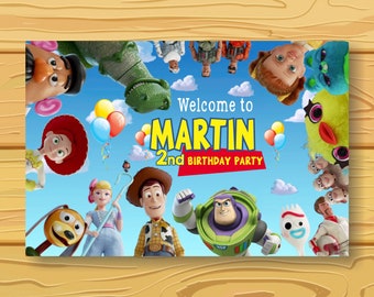 Toy Story Birthday Party Backdrop Banner: Customizable (Digital Download)