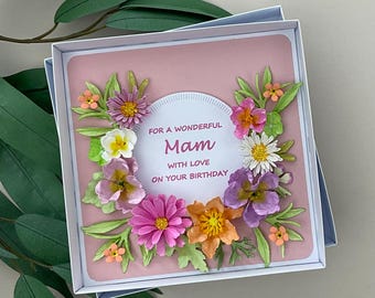 Luxury 3D Floral Mam Birthday Card, Boxed