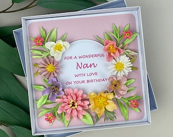 Luxury 3D Floral Nan Birthday Card, Boxed