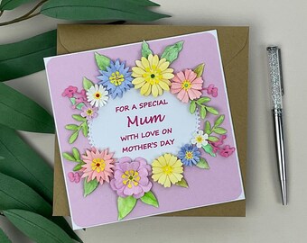 Floral Happy Mother's Day Card: Handmade Paper Flowers