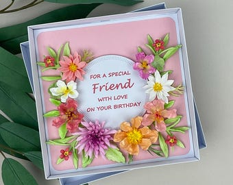 3D Floral Birthday Card for Friend, Boxed