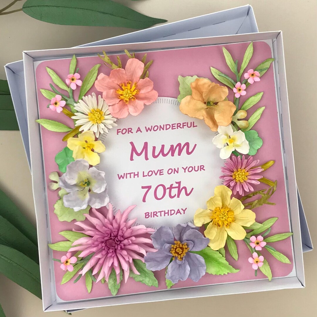 Handmade 3D Floral 70th Birthday Card for Mum, Luxury, Flowers - Etsy