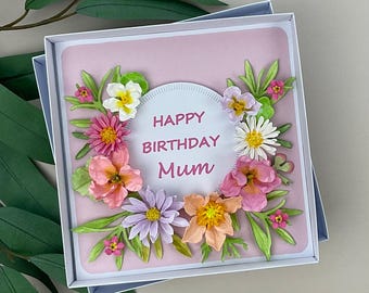 Luxury 3D Floral Mum Birthday Card, Boxed