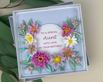 Luxury 3D Floral Aunt Birthday Card, Boxed