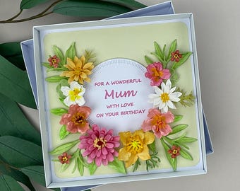 3D Floral Design Mum Birthday Card, Boxed