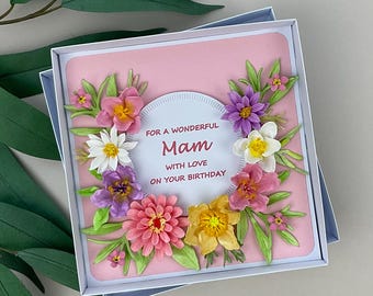 Luxury 3D Floral Mam Birthday Card, Boxed