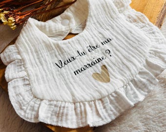 Bavoir style claudine pour demande à la future marraine