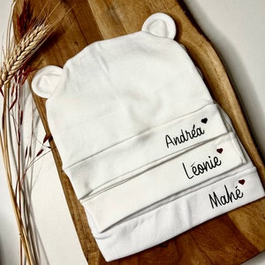 Bonnet naissance personnalisé ourson ou simple