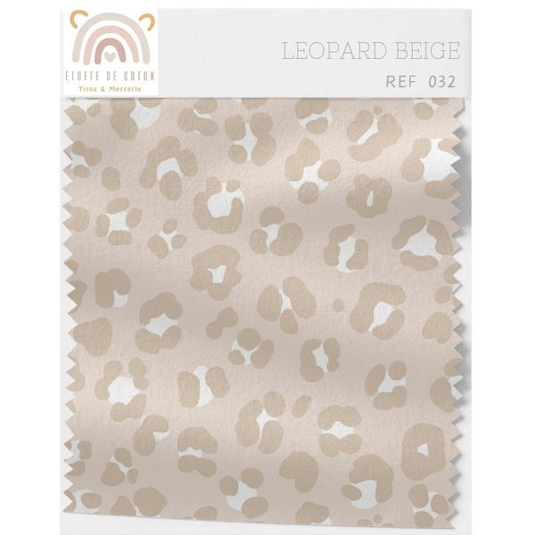 Tissu au mètre, tissu à la coupe motif léopard beige , motif fleuri , coton , double gaze, minky, jersey,jersey cotelé, softshell.